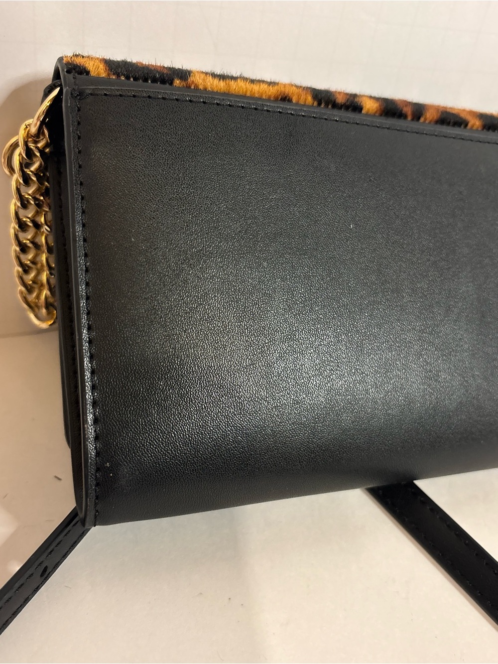 Michael Kors Carson Leopard Print Clutch with Black Trim & Gold Hardware - Picture 6 of 13